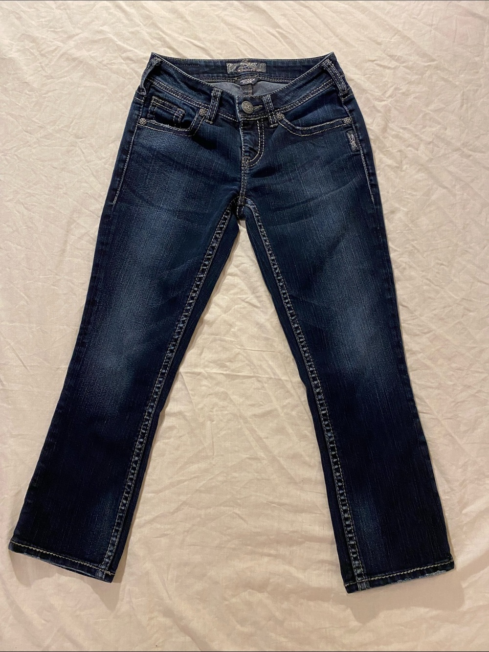 VTG Silver Jeans Co. Aiko Kick Flare Cropped Denim - Size 24 Ultra Low Rise